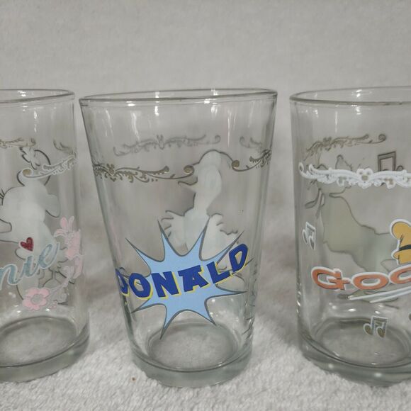 Disney Mickey Mouse Minnie Donald Duck Goofy Vintage Juice Glasses Rare Uncommon - Picture 10 of 12